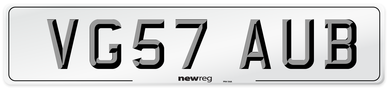 VG57 AUB Number Plate from New Reg